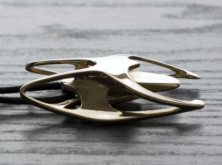 Andromeda 3d printed Andromeda pendant in Polished Brass on leather cord