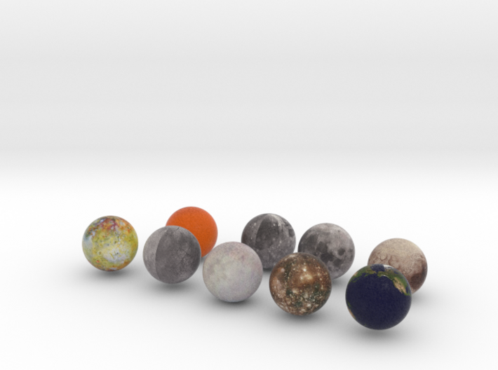 Earth and Moons and Pluto 3d printed