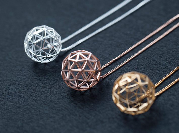 Geodesic Sphere Necklace 3d printed 