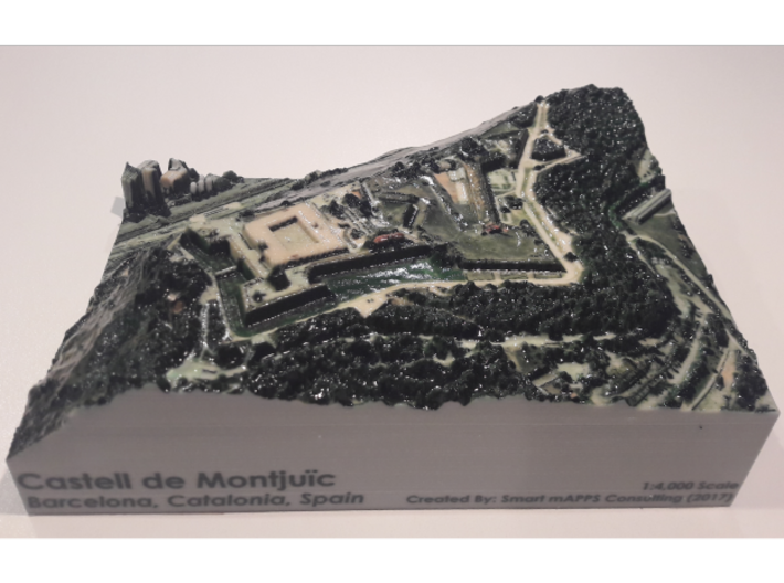Castell de Montjuic Map: Color 3d printed 