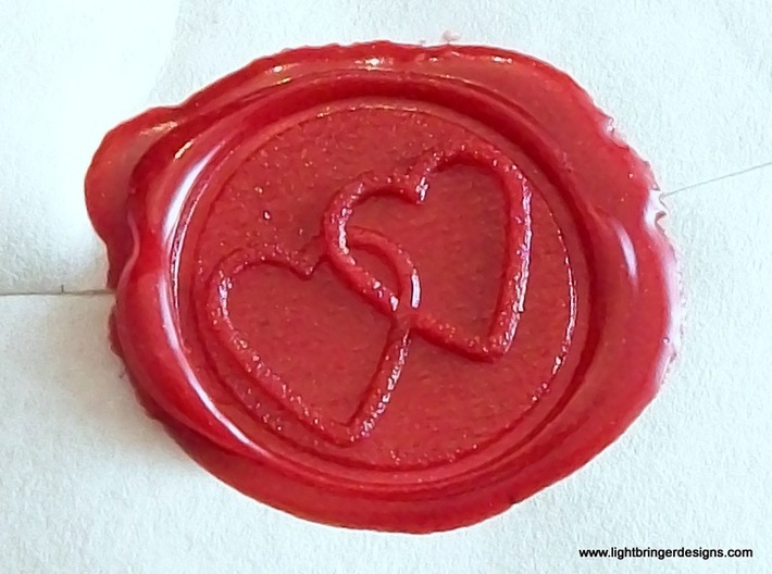 Linked Hearts Wax Seal 3d printed The impression, up close.