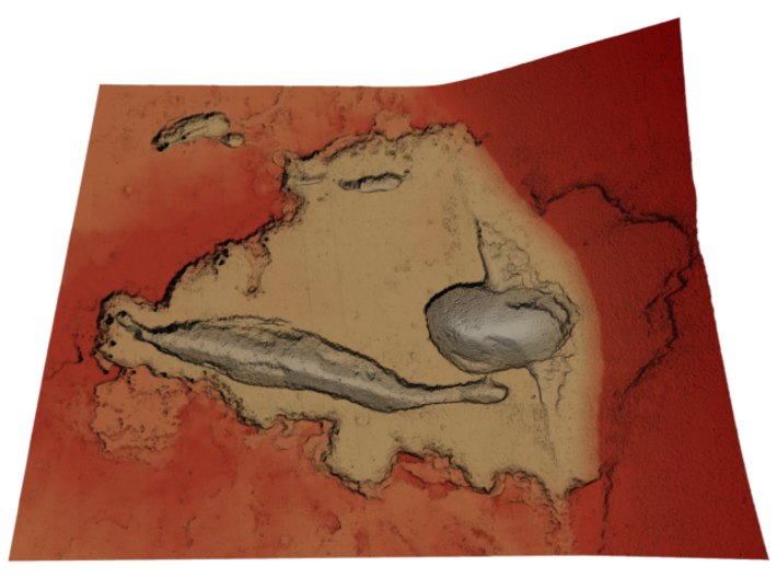 Mars Map: Depression At Base, Red 3d printed 