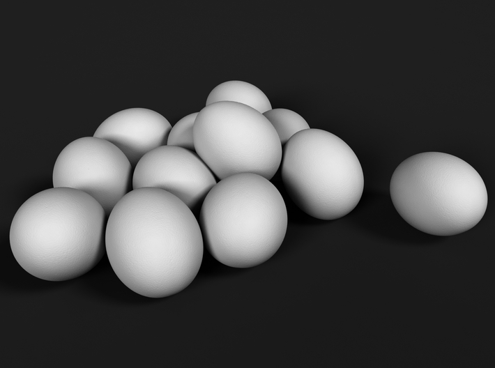 Ostrich Egg 1:9 Set of 12 Eggs 3d printed