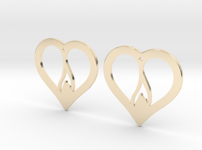 The Flame Hearts (precious metal earrings) 3d printed