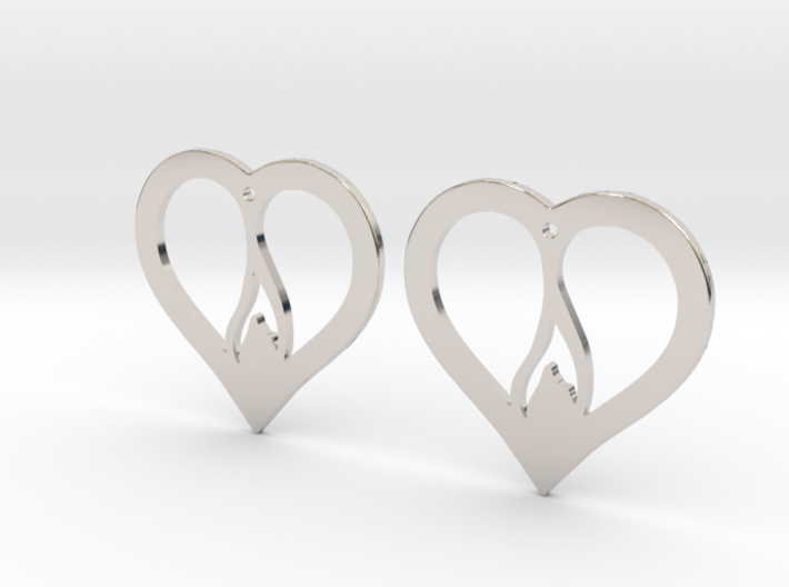 The Flame Hearts (precious metal earrings) 3d printed