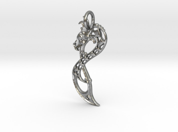 Norse Dragon Pendant (precious metals) 3d printed