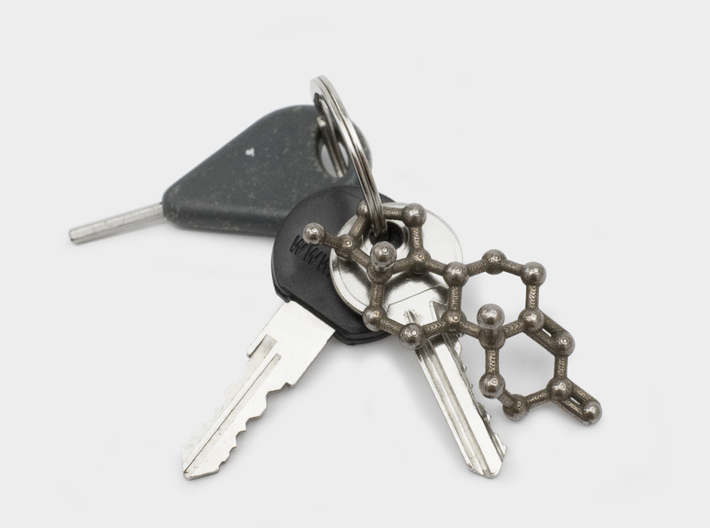 Testosterone (male sex hormone) Keychain Necklace 3d printed Testosterone molecule keychain stainless steel
