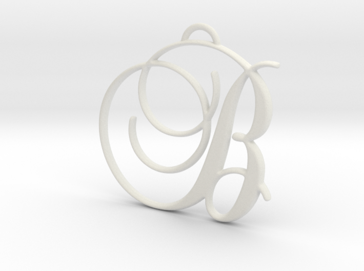 Elegant Script Monogram B Pendant Charm 3d printed