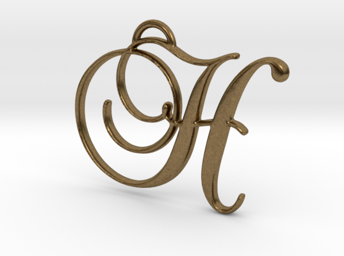 Elegant Script Monogram H Pendant Charm 3d printed