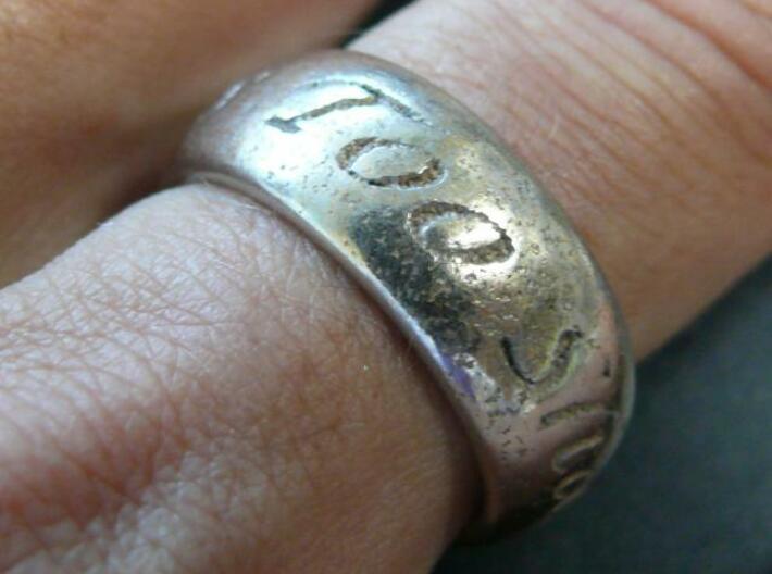 Shiny Silver Ring Cut Out Letters Gam Ze Ya'avor This too shall pass  Handcrafted Gift Jewelry. - Marina Jewelry