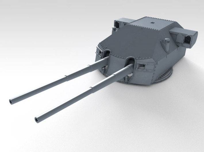 1/720 DKM 20.3cm/60 SK C/34 Guns with Bags 1941  3d printed 3d render showing B turret detail (Blast Bags not shown)