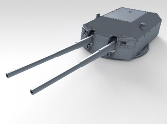 1/600 DKM 20.3cm/60 SK C/34 Guns with Bags 1941  3d printed 3d render showing A turret detail (Blast Bags not shown)