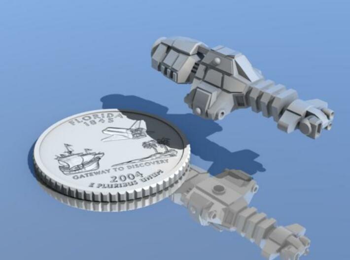 Gray Goo 3d printed Gray Goo destroyer-class vessel shown with quarter for scale