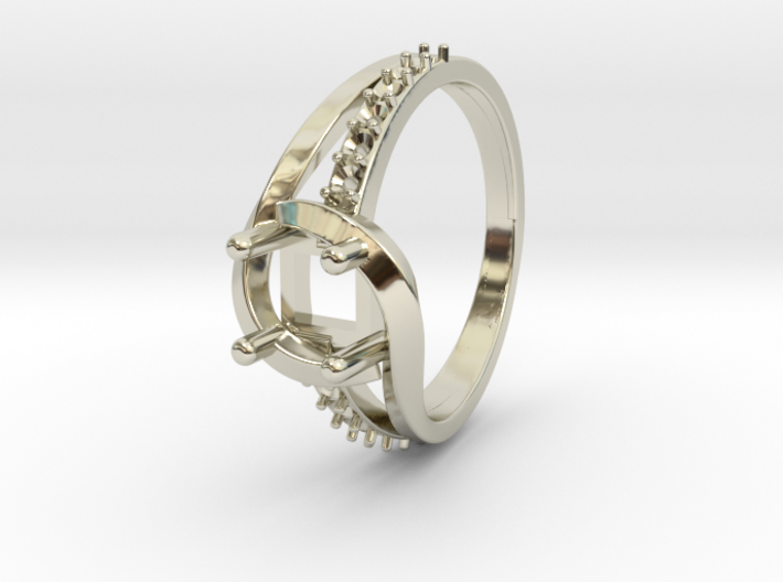 Solitaire With Accents Ring 3d printed 