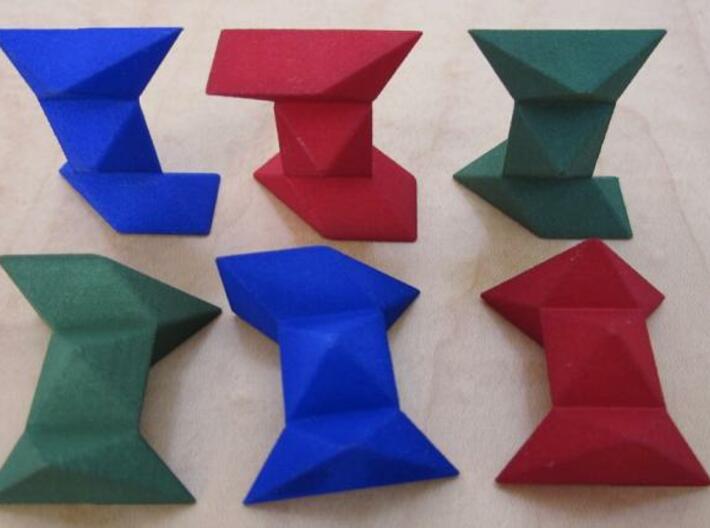 Diagonal Cube Puzzle 3d printed Six puzzle pieces.