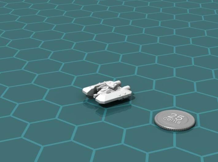 Badakh Frigate 3d printed Render of the model, with a virtual quarter for scale.