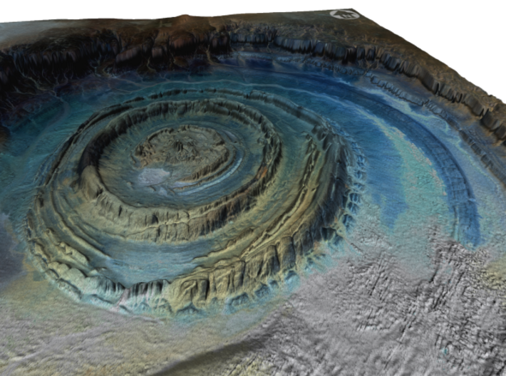 Richat Structure Map: 9.5" 3d printed 