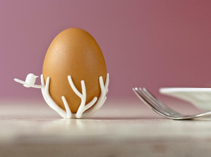 birdsnest-eggcup 3d printed birdsnest white