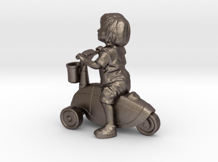 Scanned Little Girl rides a toy car - 8CM High 3d printed