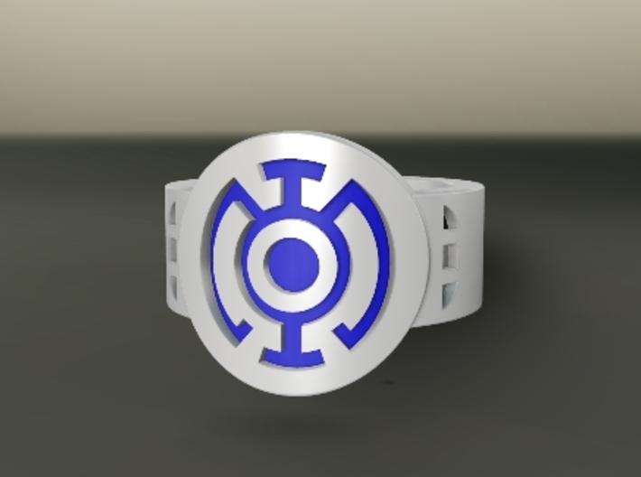 Blue Hope FF Ring Sz 7 3d printed Custom Enameled