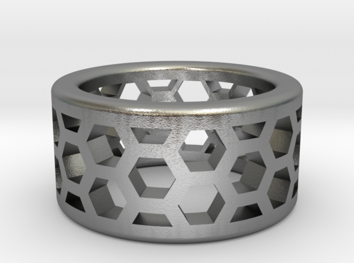 Straight Edge Honeycomb Ring 3d printed