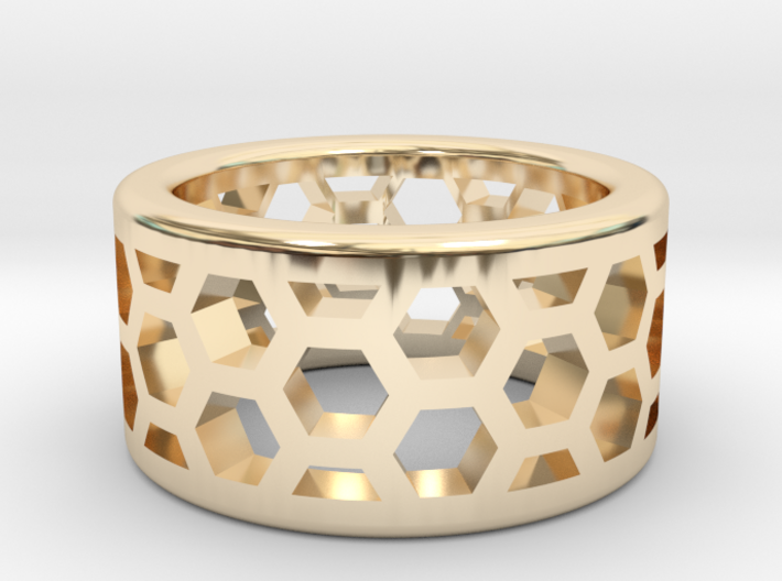 Straight Edge Honeycomb Ring Sizes 7 - 9.5 3d printed