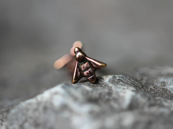 Bee Studs 3d printed 14k Rose Gold Plated