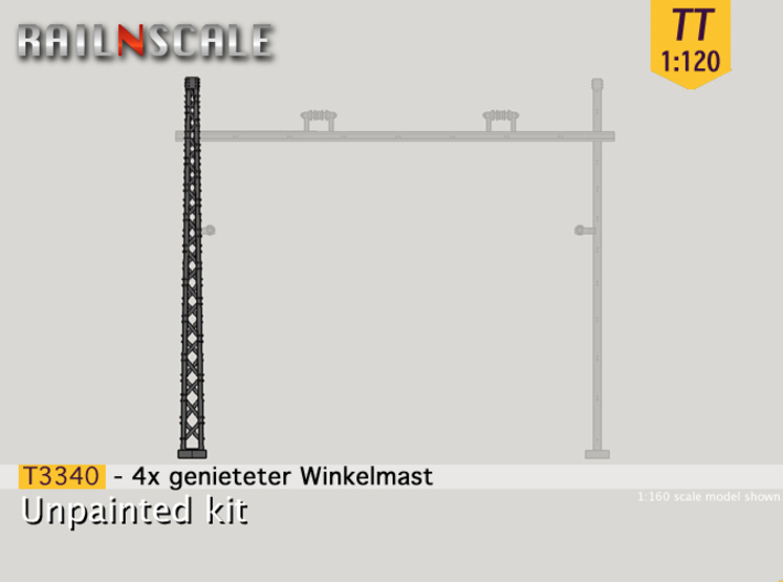 4x genieteter Winkelmast (Epoche I - TT 1:120) 3d printed