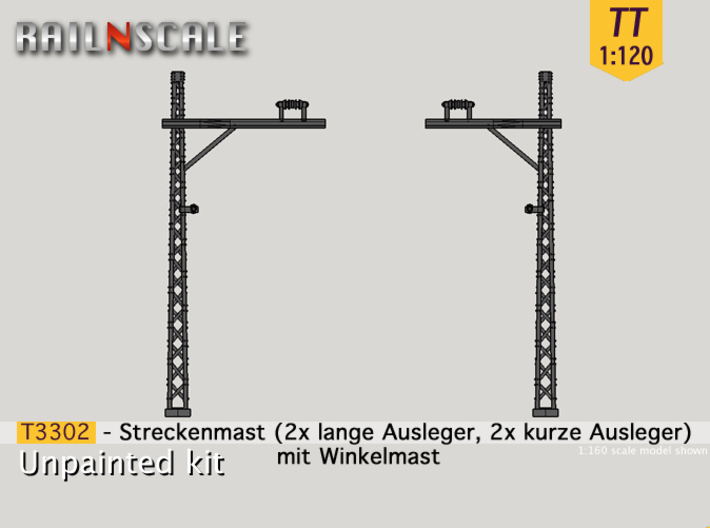 4x Streckenmast (Oberleitung Epoche I - TT 1:120) 3d printed