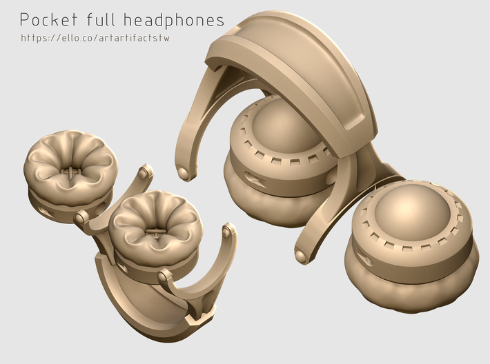 Pocket full headphones - (Assembled version) 3d printed 