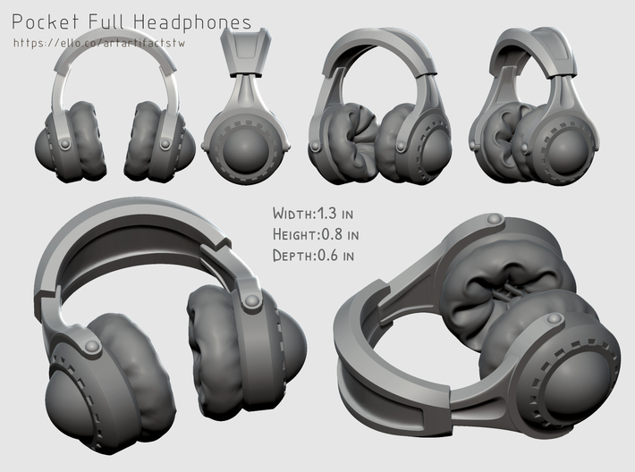 Pocket full headphones - (Assembled version) 3d printed 