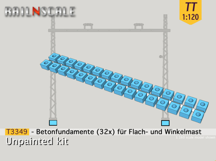 32x Betonfundamente (Oberleitung TT 1:120) 3d printed