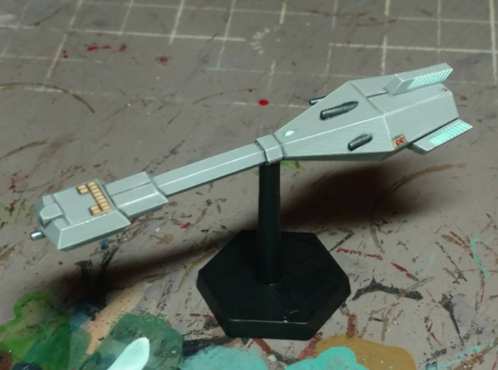 3788 Scale Trobrin Torpedo Cruiser (CT) MGL 3d printed Ship is in Smooth Fine Detail Plastic and painted by a fan. Stand not included.