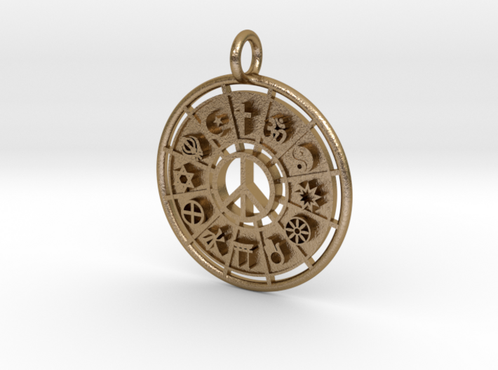 World Religions Peace Keychain / Necklace 3d printed 