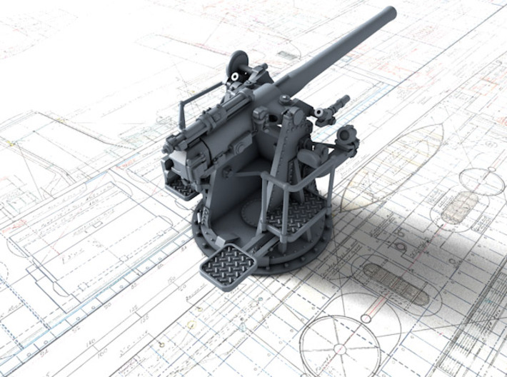 1/144 RN 4"/45 (10.2 cm) QF MKV MKIII x4 3d printed 3d render showing product detail