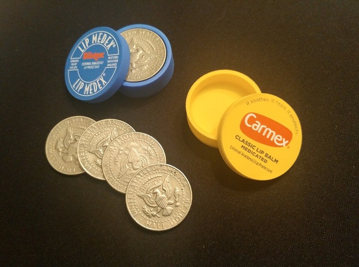 Okito Boston Set USA Half Dollar 3d printed Add a sticker and viola, magic lip balm boxes! (coins and sticker not included)
