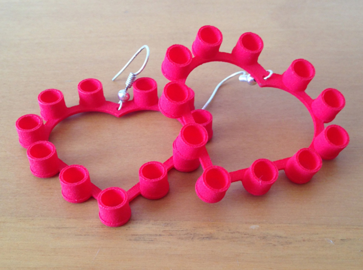 Pop Cap Heart Earrings (Large) 3d printed