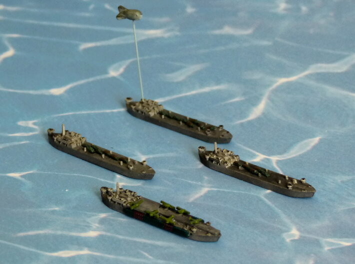 LST-906 & 3 x LST 542 Type LST 1/1800 3d printed 1/2400 Models w/o Balloon