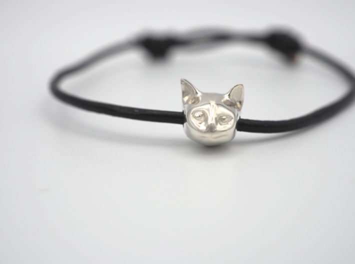 Cat Lover Friendship Bracelet Charm - Curious Cat 3d printed Just a little curious about that gossip. (Size XS)