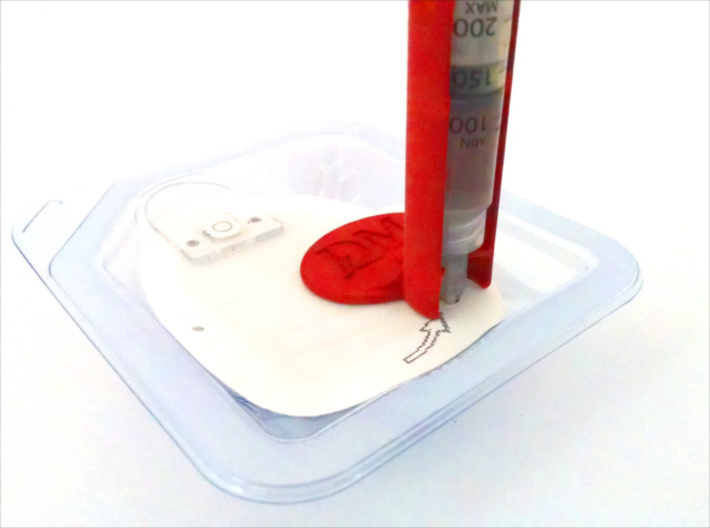 OmniPod Fill Assistant  3d printed Aligns syringe perpendicular to pod for error-free filling.