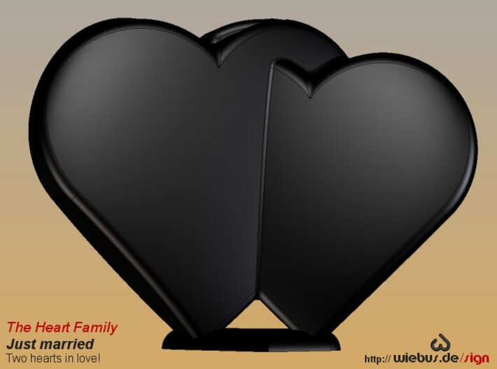 Heart Family - Just married! (medium size) 3d printed