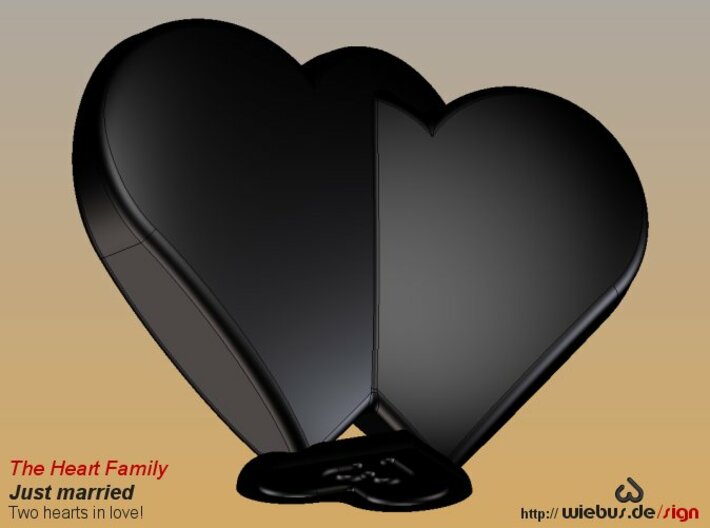 Heart Family - Just married! (medium size) 3d printed 