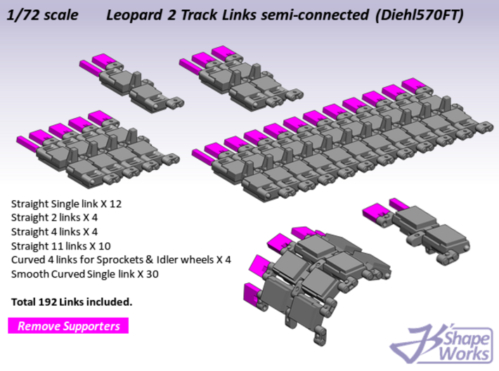 1/72 Leopard 2 Track Links semi connected 3d printed 