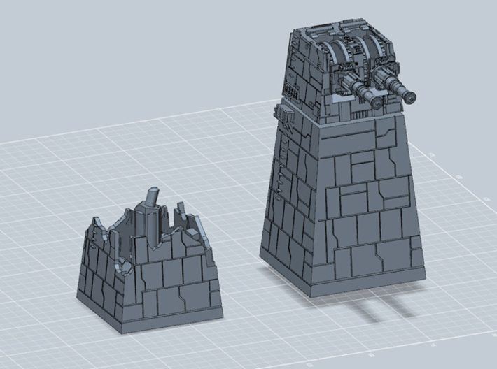 TURBOLASER TOWER DESTROYED 1/270 3d printed 