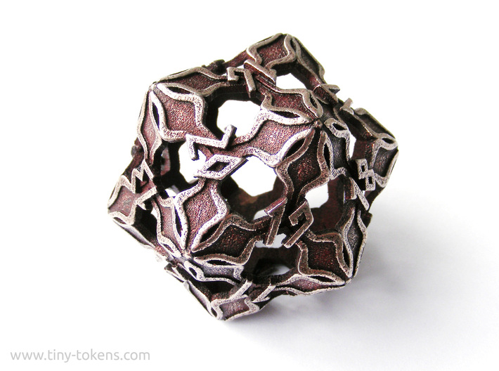 Amonkhet Spindown D20 Life Counter Die 3d printed Stainless steel 'inked' with blood red acrylic ink