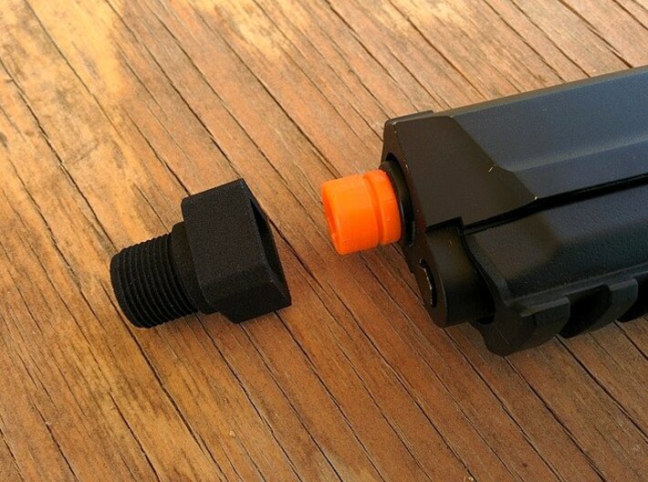 Pistol Muzzle Adapter (Orange Tip to 14mm-) 3d printed 
