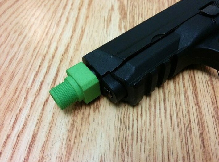 Pistol Muzzle Adapter (Orange Tip to 14mm-) 3d printed