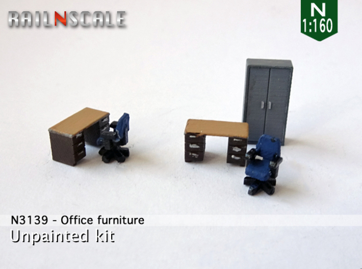 Office furniture (N 1:160) 3d printed