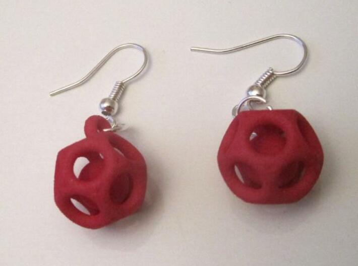 Dod Earrings w/ Spheres 3d printed Red Strong &amp; Flexible (hooks not included)