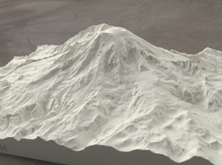 8'' Mt. Rainier, Washington, USA, Sandstone 3d printed Radiance rendering of model from south